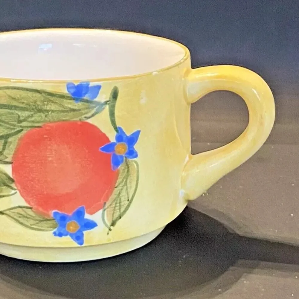 Vintage Lillian Vernon‎ Ceramic Fruit Snack Plate and Mug Set Yellow